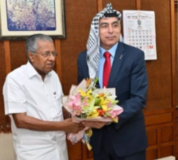 പലസ്തീൻ അംബാസിഡർ മുഖ്യമന്ത്രിയുമായി കൂടിക്കാഴ്ച നടത്തി: