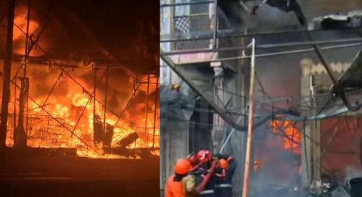 മലപ്പുറത്തെ വ്യാപാര സ്ഥാപനത്തിലെ തീപിടുത്തത്തിൽ കുടുങ്ങിക്കിടന്നവരെ രക്ഷപ്പെടുത്തി: