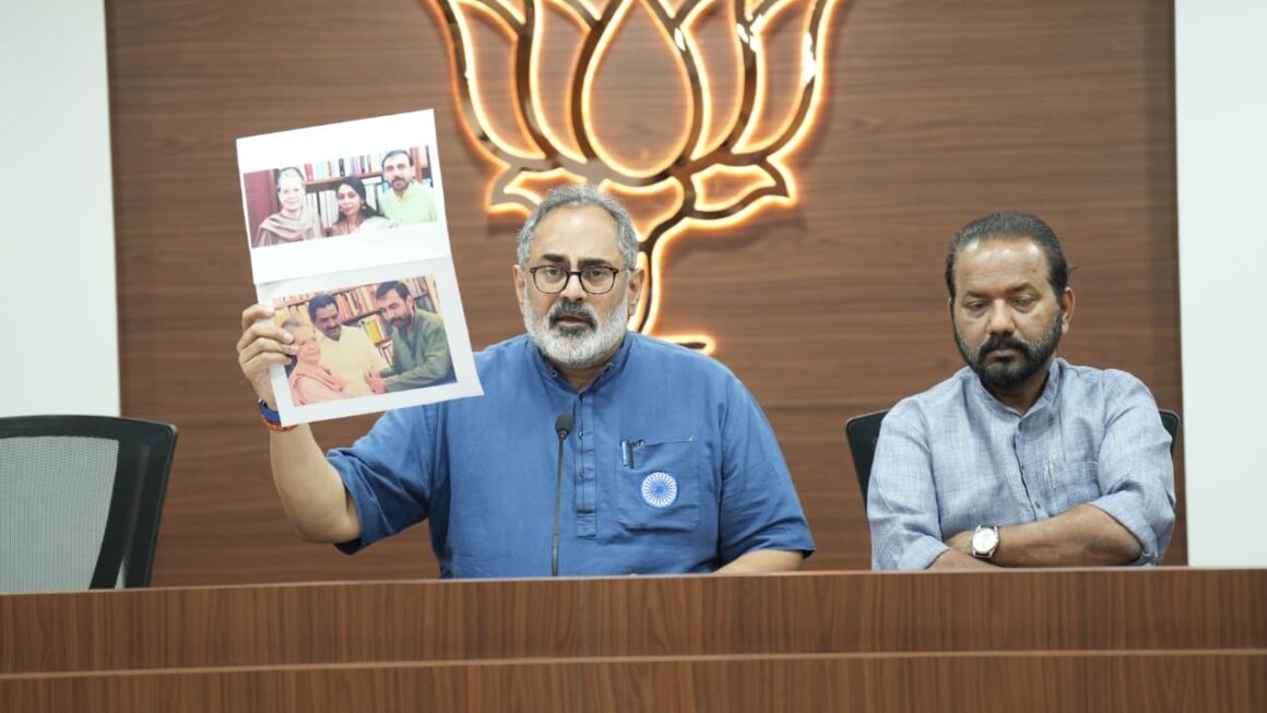 മുഖ്യമന്ത്രിയോടും സോണിയ ഗാന്ധിയോടും മൂന്ന് ചോദ്യങ്ങളുമായി രാജീവ് ചന്ദ്രശേഖർ