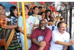 പ്രിയദർശിനി പദ്ധതിക്ക് വൻ വിജയം :ബസ് യാത്രയിൽ മുഖ്യമന്ത്രിയും മന്ത്രിമാരും